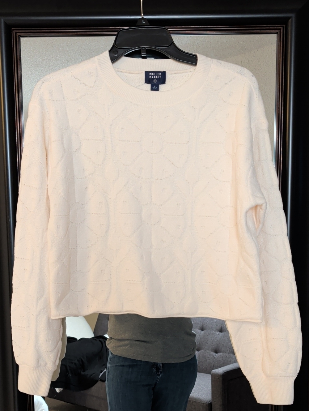 Roller Rabbit X Target Cream Daisy Embossed Cropped Terry Sweatshirt